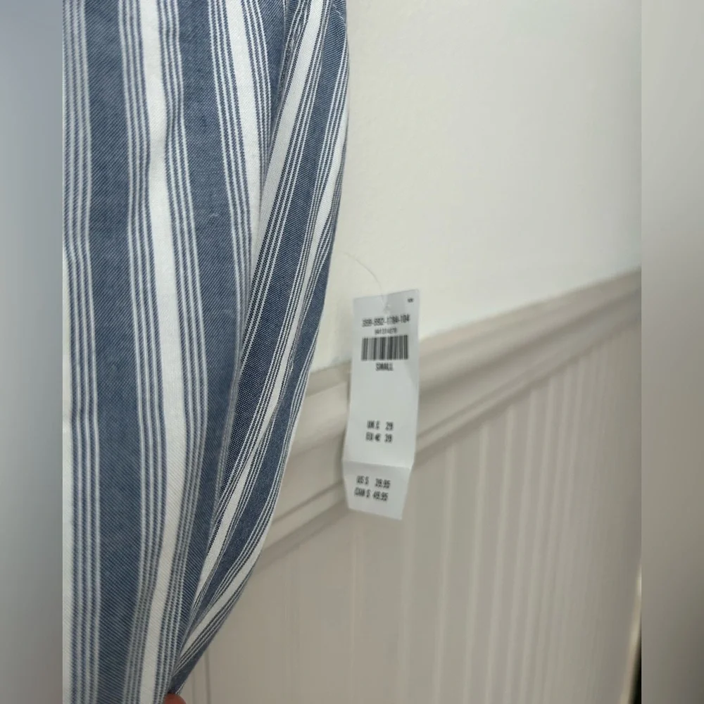 ⭐️ NEW Hollister Small Blue and White Striped Belted Mini Dress - Picture 3 of 5